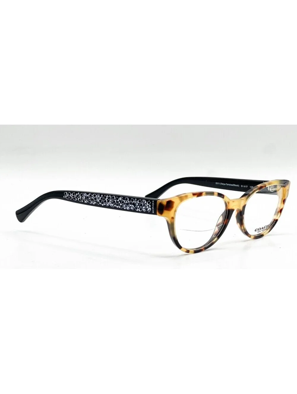 Coach HC 6069 5311 Tokyo Tortoise Black Cat Eye Eyeglass Frames 51-17-135